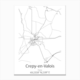 Crepy En Valois,France Minimalist Map Canvas Print