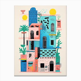 A House In Cairo, Abstract Risograph Style 4 Canvas Print