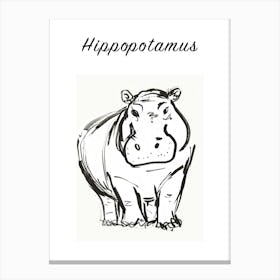 B&W Hippopotamus Poster Canvas Print