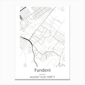 Fundeni,Romania Minimalist Map Canvas Print