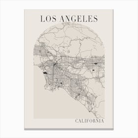 Los Angeles California Boho Minimal Arch Full Beige Color Street Map Canvas Print