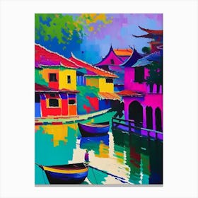 Hoi An Vietnam Colourful Painting Tropical Destination Canvas Print