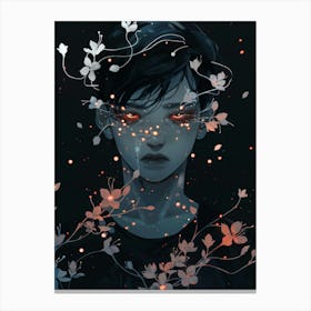 Boy With Flowers On His Head Canvas Print