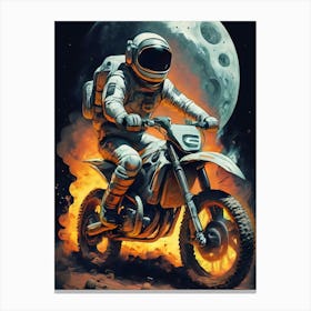 Astronaut Riding A Motorcycle Canvas Print