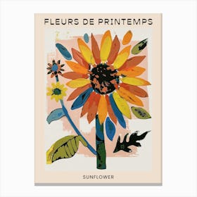 Spring Floral French Poster  Sunflower 2 Canvas Print