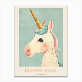 Pastel Storybook Watercolour Unicorn Poster Canvas Print