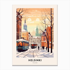 Vintage Winter Travel Poster Helsinki Finland 2 Canvas Print