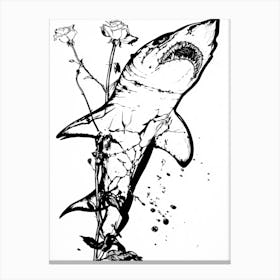 Shark With Roses Canvas Print