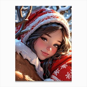 Cute anime Girl Christmas Canvas Print