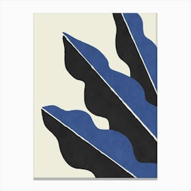 Colorblock Leaf Graphic Abstract Botanical Minimalist - Dark Blue Navy Black Canvas Print