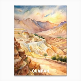 Qumran National Park Watercolor Painting Canvas Print