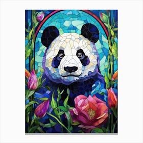 Panda Art In Stained Glass Art Style 4 Canvas Print