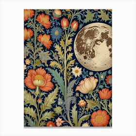 Moon And Flower Style William Morris Canvas Print