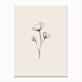 Line Art Flower 1 - Cream Canvas Print