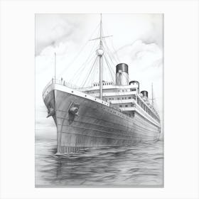 Titanic Ship Charcoal 3 Canvas Print