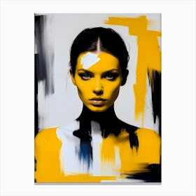 Lisa Yellow And Black Abstract Art Painting Canvas Print