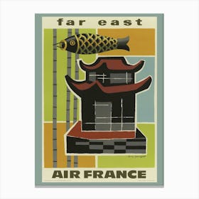 Far East Air France Vintage Travel Poster, Guy Georget, 1956 Canvas Print