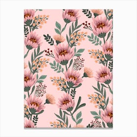 Soft Peach Florals Art Print Canvas Print