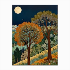 William Morris Moonlight Trees 1 Canvas Print