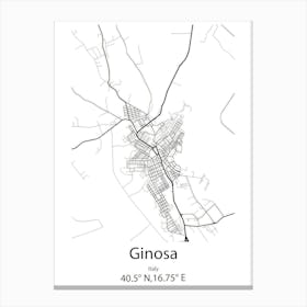 Ginosa,Italy Minimalist Map Canvas Print