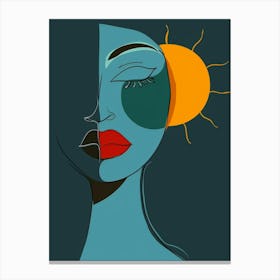 Woman With Sun Face Canvas Print