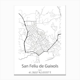 San Feliu De Guixols,Spain Minimalist Map Canvas Print