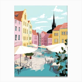 Lund, Sweden, Flat Pastels Tones Illustration 4 Canvas Print