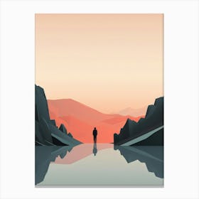 Man Standing By A Lake Canvas Print