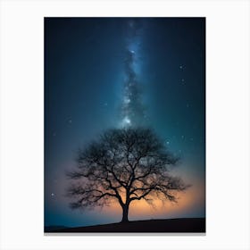 Lone Tree In The Night Sky 4 Canvas Print