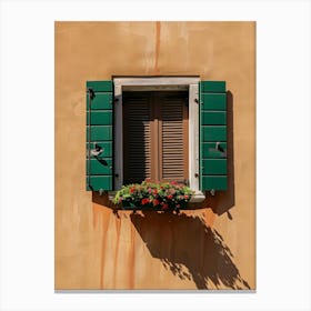 Green Shuttered Window Canvas Print