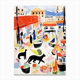 The Food Market In Paris 3 Illustration Canvas Print