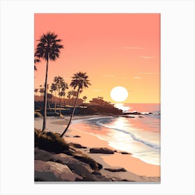 Greenmount Beach Australia At Sunset, Vibrant Painting 2 Canvas Print