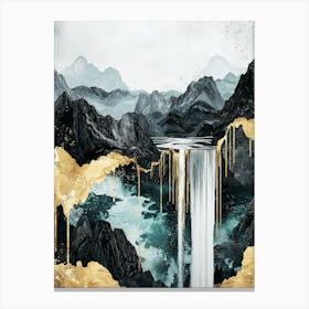 Ryukyu Golden Peaks - Metallic Abstraction Canvas Print