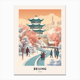 Vintage Winter Travel Poster Beijing China 5 Canvas Print