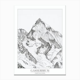 Gasherbrum Pakistan China Line Drawing 8 Poster 3 Canvas Print