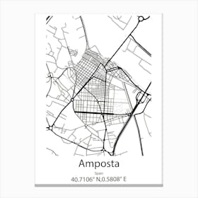 Amposta,Spain Minimalist Map Canvas Print