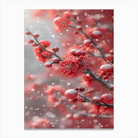 Cherry Blossoms In Snow 1 Canvas Print