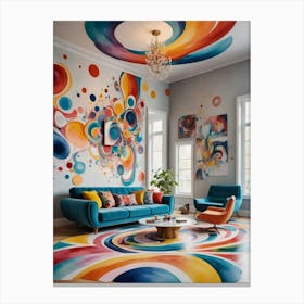 A Room That Defies the Norm Colorful Living Room Canvas Print