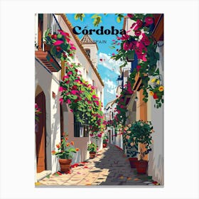 Cordoba Spain Streetview Travel Illustration Canvas Print