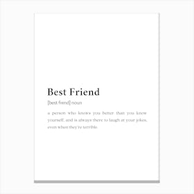 Best Friend Funny Definition Wall Canvas Print