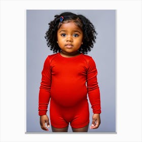 Little Girl In A Red Bodysuit Canvas Print