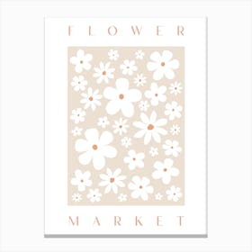 Daisy Flower Market Floral Neutral Beige Wall Art Canvas Print