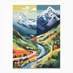 The Alps   Summer Winter Geometric Vector Illustration Canvas Print