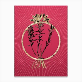 Gold Lily of the Incas Glitter Ring Botanical Art on Viva Magenta n.0134 Canvas Print