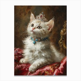 White Kitten With A Tiara Canvas Print