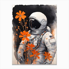 Abstract Astronaut Flowers Painting (15) Canvas Print