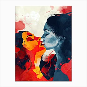 Two Women Kissing, Passion, LGBT Canvas Print