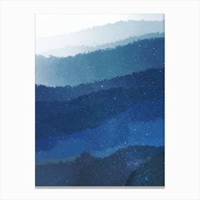 Minimal art abstract watercolor painting of blue hills Canvas Print