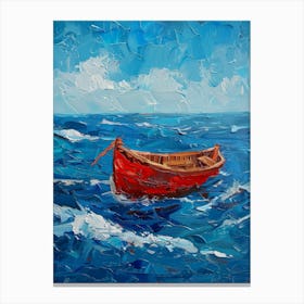 Red Boat In The Sea 7 Canvas Print