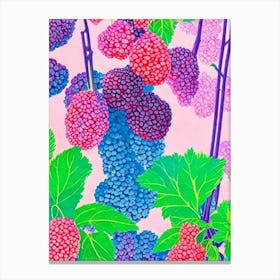 Marionberry Risograph Retro Poster Fruit Canvas Print